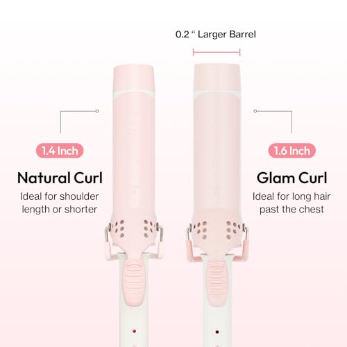 Image of VODANA GlamWave Ceramic Hair Curler 1.4 inch - Shiny & Damage-Free Natural Waves with All-Day Hold | Advanced Double Ceramic Coating with Rapid Instant Heat, Strawberry Cream