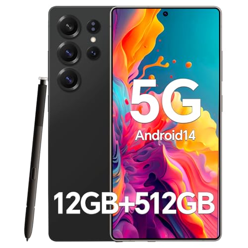 L25 Build-in Pen Unlocked Cell Phones, 12GB+512GB Expandable to 1TB Android 14 Smartphones,5000mAh Long-Lasting Battery,3040x1440 OLED HD 6.9'' Display, 48MP+108MP Cameras, 5G/Dual SIM/GPS/WiFi(Black)
