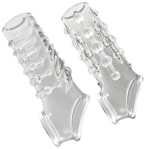 ペニスリング 透明シリコン製 ペニスサック SM 男性用拘束具 ビーズ型 ねじ型 デザイン 高弾性 柔らかい 防水 装着簡単 アダルトグッズ 2点セット - 画像1