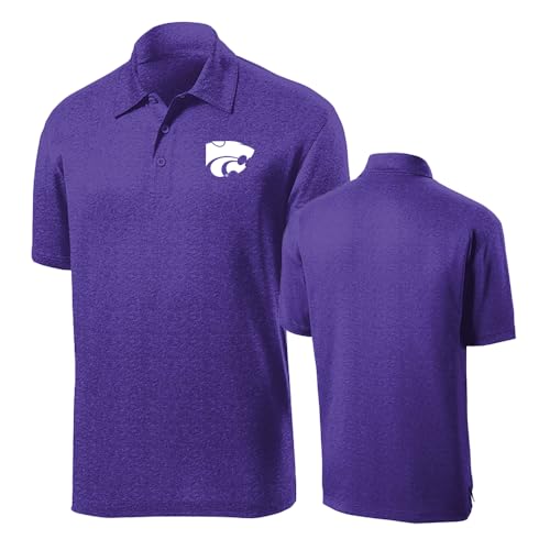 Sport Your Gear Kansas State Wildcats Lightweight Moisture-Wicking Breathable Team Spirit Performance Golf Polo Officially Licensed NCAA Apparel Graphite Heather Short Sleeve XL