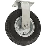 Pneumatic Caster Wheel with Rigid Non-Swivel Top Plate - 8-Inch - 310 lb. Load Capacity - Air-Filled...
