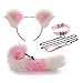 3pcs Oreilles de Chat Chapeaux Fourrure Renard Queue Anal Pl-¨´g avec Collier Collier Punk Noir T -? - ys Ensemble - S