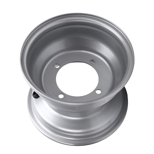 18x9.50 8 ATV Rad Rand Aluminiumlegierung Hochstärke 8 Zoll Rad Rand Hub Go Karts Golfwagen Silber (Vier Loch (Lochabstand: 110 mm / 4,33in))