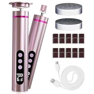 2 in 1 Pedicure Elettrico Professionale Pied,9 Velocità Rimuovi Calli Piedi Elettrica con Display LCD, Dischetti Sostituibili, Lima per Piedi Talloni Cura Piedi e Unghie,Rosa