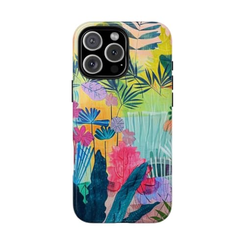 Coque iPhone 16 Pro Max jardin tropical brillant protection multicolore
