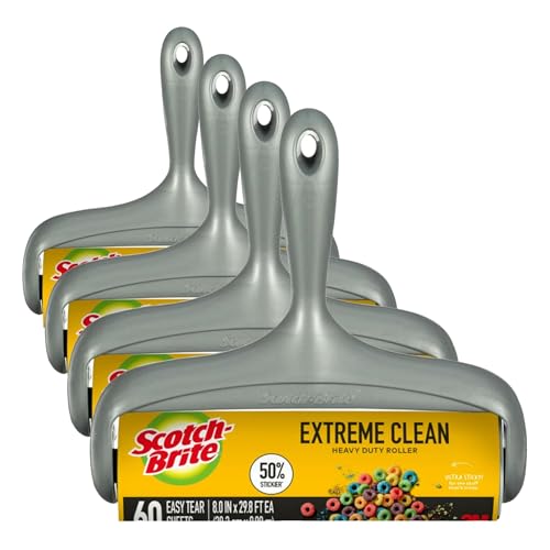 Image of Scotch-Brite 50% Stickier Large Surface Lint Roller,Works Great On Pet Hair,60 Sheets,(Pack of 4)