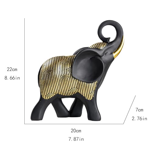 Figura decorativa de elefante negro y dorado 8.66x7.87x2.76 in miniatura 5