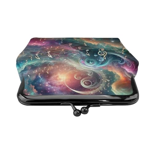 Pu Leather Buckle Coin Purse Music-Notes-Floating-Space Girls Kiss-Lock Change Purse Wallets2