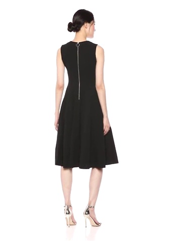 Calvin Klein Women's Sleeveless A Line Midi Dress with V Neckline, red, 8  at Amazon Women's Clothing store