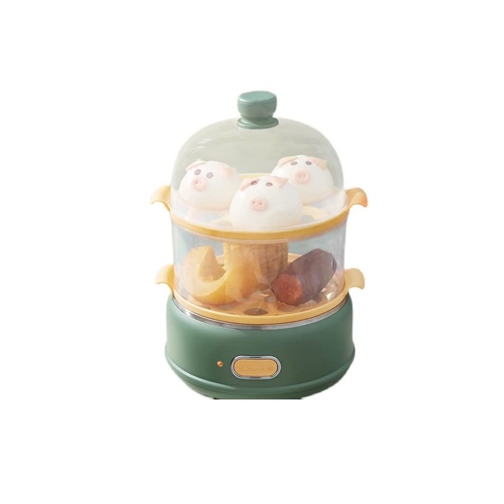 Hervidor de huevos de 360 W Hervidor de huevos eléctrico Vaporizador Escalfador Máquina de desayuno de calentamiento de leche de maíz multifuncional Oso (Color : Green, Size : One Size) (Green On