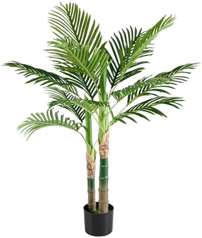 DUMOS 47in Artificial Palm Tree, Tall Fake Faux Plants with Indoo...