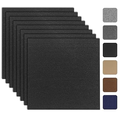10Pcs Carpet Tiles Peel and Stick 12”x 12” Non-Slip Self Adhesive Squares Carpet Floor Tile Reusable Waterproof Carpet for Living Room Bedroom