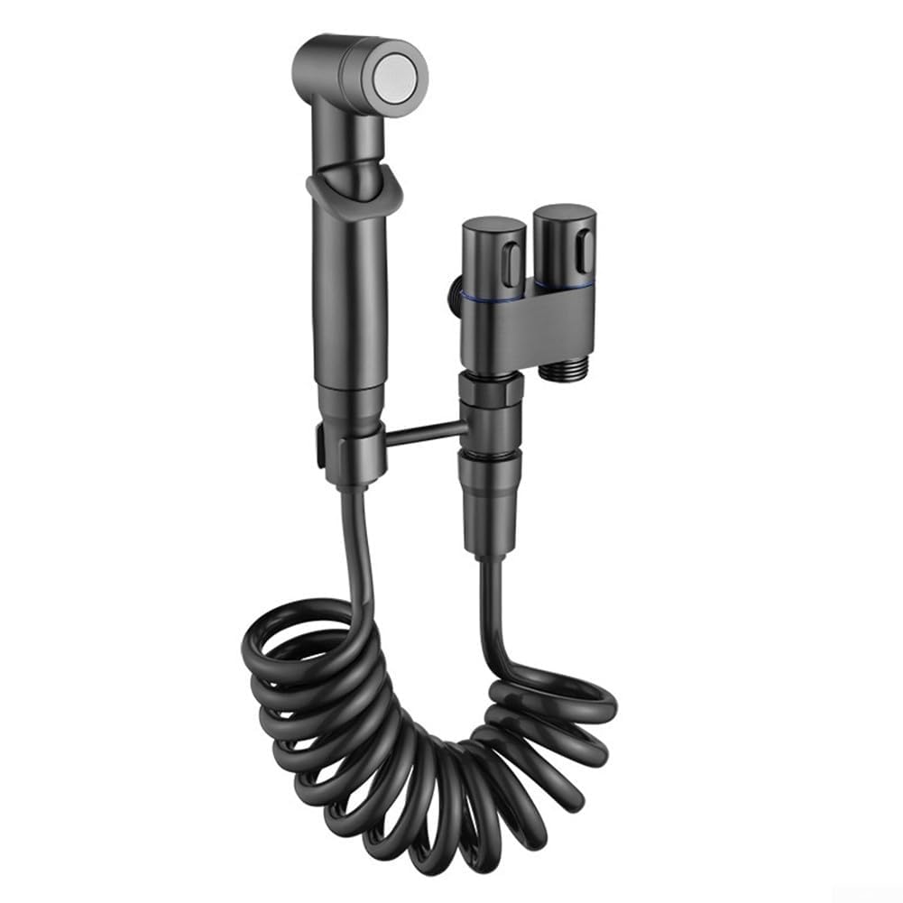 Set spray regolabile per bidet con doppia valvola, corpo in rame e testa in ABS, ideale per la pulizia del pannolino del bambino, il lavaggio degli animali domestici e l'igiene del WC, grigio