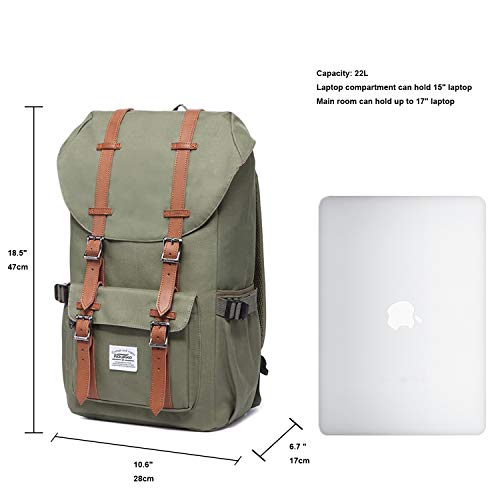 Travel Laptop Backpack, Outdoor Rucksack, School backpack Fits 15.6"(Nylon Green)