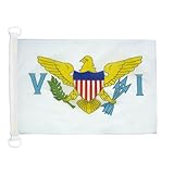 AZ FLAG - Drapeau IIes Vierges des Etats-Unis - 45x30 cm - Pavillon Nautique Américain Spécial Bateau Et Extérieur En Maille Bloquée Avec Anneaux Plastiques Intégrés - 30g