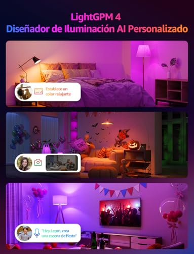 Lepro B3 AI Bombilla Inteligente Alexa, LED E27 12W RGB Regulable Bombillas, Wi-Fi Control de Voz y Sync de Música, Diseñador de Iluminación AI Personalizado, Funciona con Alexa, Google Home, 2Pcs - imagen 3