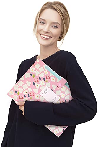 Image of Corslet Expanding 6-Pocket A4 Document Holder with Floral Design - Portable Paperwork Storage for Office, School & Home