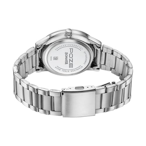 Image of Sonata Poze 8 Quartz Analog with Yellow Dial IPS Stainless Steel Strap Watch for Men - SP70053SM02W