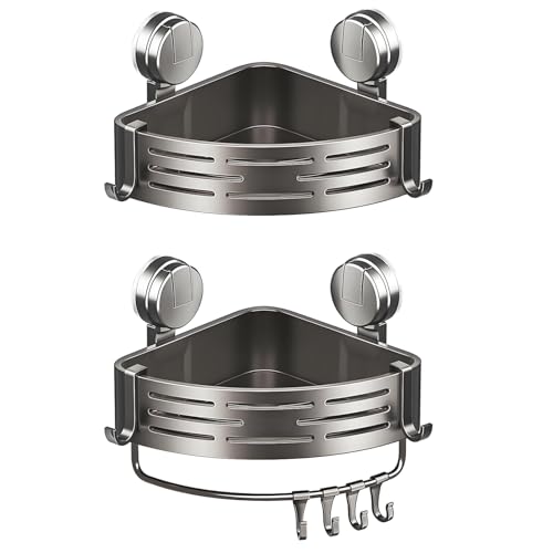 Lista de Estantes para ducha comprados en linea. 48 BTOOTB 2 PCS Esquinero para Baño Regadera, Repisas para Baño Sin Taladro, Estante de Ducha de plástico Resistente A La Oxidación Con Ventosas Y Ganchos, Organizadores para...