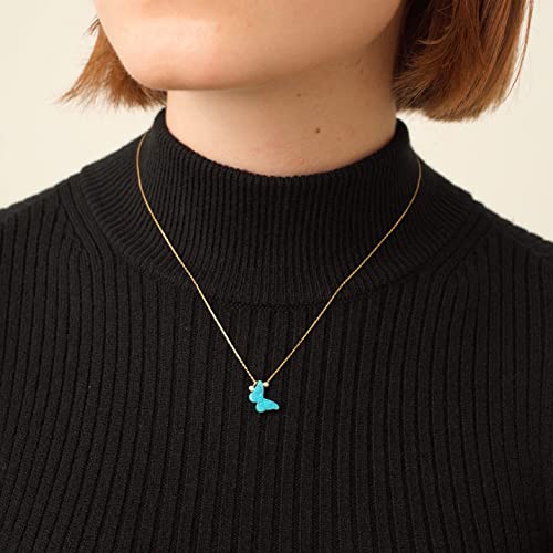 Gelin 14k Gold Diamond Butterfly Opal Necklace for Women3