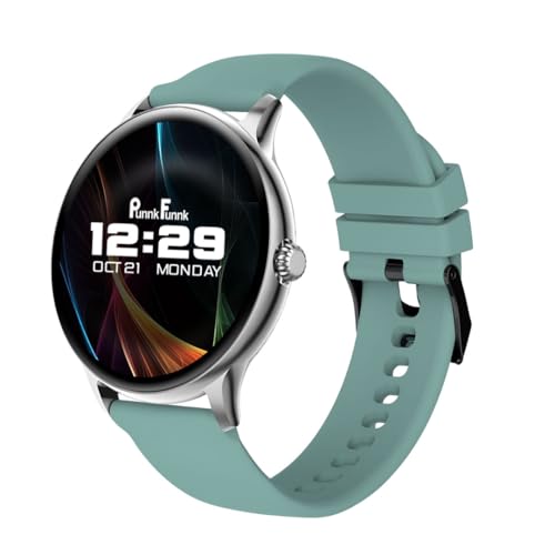 Image of PunnkFunnk Glavito Round Dial Smartwatch 1.49 inch AMOLED Display, 100+ Sports Modes, IP67, Health Tracking, Bluetooth Calling, Functional Crown Control, 100+ Watch Faces for Men & Women (Light Green)