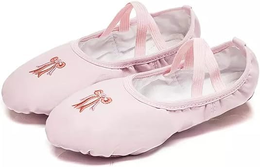 Ballet Dance Shoes for Girls Split Sole Embroidered Bow Design Toddler Little Girls4