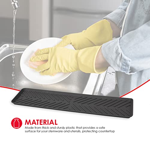 Home Basics Ridged Plastic Non-Skid Dish Drying Mat, Grey (1) #TOP1