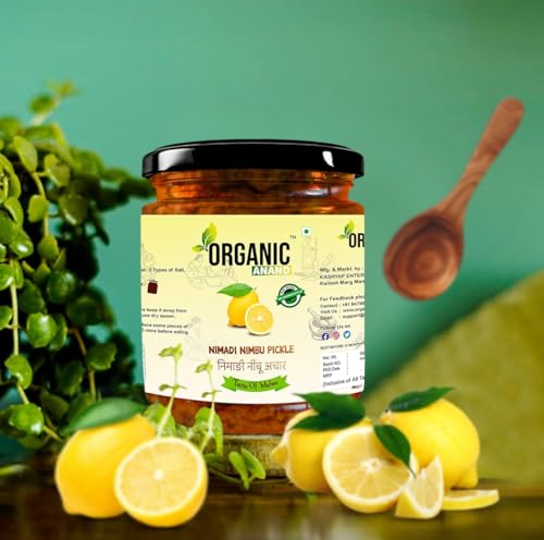 Image of Organic Anand Homemade Nimadi Lemon Pickles 500gram Khatta Mitha Nimbu ka Achaar, Flavourful, Delicious, Traditional Taste