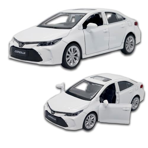 Miniatura de carro Toyota Corolla Hybrid 1/43 11 CM, Carrinho de ferro, Abertura de portas, Com Fricção, Carrinhos de coleção, 1/43 (Branco)