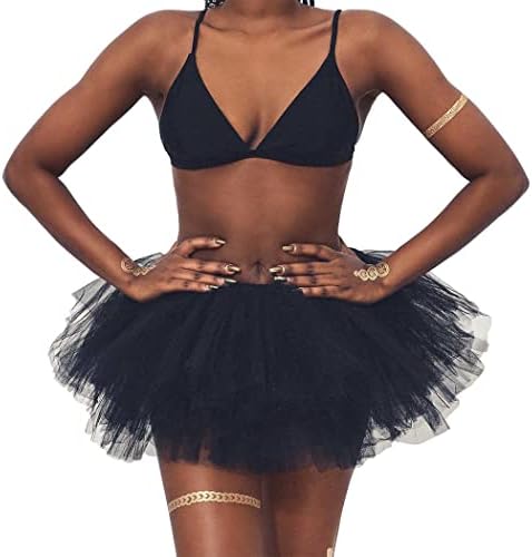 Nicute Tutu Skirt Dance Tulle Skirts Elastic Tutu Costume Halloween Ballet Skirt for Women and Girls (Black)