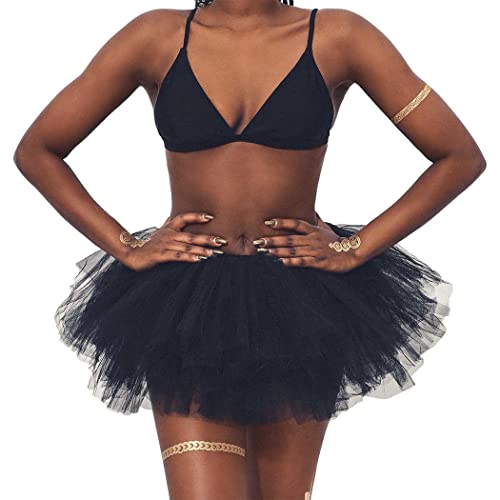 Nicute Tutu Skirt Dance Tulle Skirts Elastic Tutu Costume Halloween Ballet Skirt For Women And Girls (Black) #TOP13
