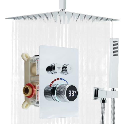 Delnet 16 Inch Ceiling Shower Mixer Set with LED Valve