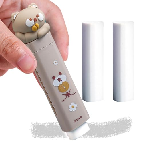 かわいい鉛筆の消しゴム - かわいい格納式鉛筆ゴム消しゴム | 小学生のかわいい文房具 消しゴムリフィル付き 幼稚園の景品