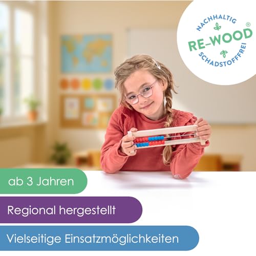 WISSNER 80200.5 80201 aktiv lernen - 20 er Rechenrahmen rot/blau - RE-Wood®