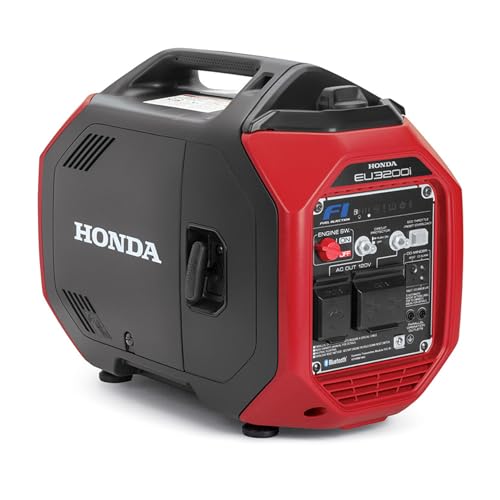 Honda EU3200i 3200 Watt Inverter Generator, Super Quiet 120V Gas Powered Portable Generator for Camping, RV or Home Backup Power Supply, Up to 8.6 Hour Run Time (EU3200IAN2)