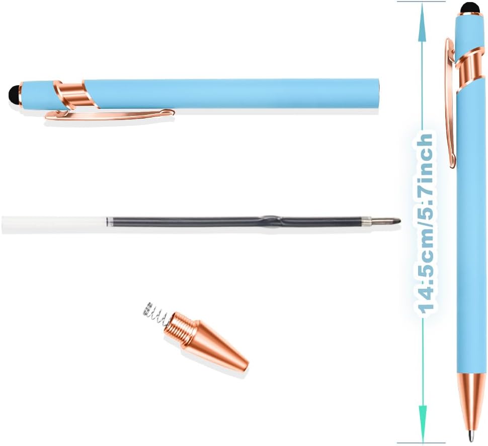 8 Pack Inspirational Stylus Ballpoint Pens, 2-in-1 Touch Screen & Writing Retractable Pens, Motivational Quote Metal Pens, Office School Gift for Women Coworker (Rosegold 8 Colors) image 2