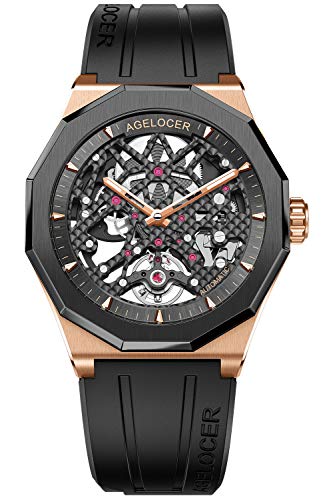 Image of AGELOCER Automatic Watches for Men Original Design, Waterproof Sports Mechanical Watch, Skeleton Men's Watch with Luminous Reading Gift
