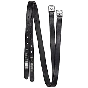 STAR stijgbeugelriem SILVERSTAR met strass, zwart, 120 cm