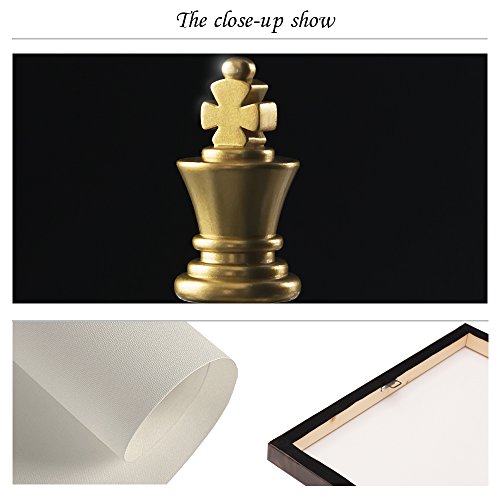Sechars - 4 Piece Canvas Print Set Chess King Wins Game Poster Modern Office Wall Decorations Classroom Study Room Wall Decor Art Stretched Gallery Canvas Wrap Giclee Artwork Ready To Hang #TOP14