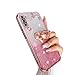 for Samsung Galaxy Note 10 Case TPU Luxury Crystal Butterfly Heart Floral for Women Magnetic Shockproof with Ring Kickstand [Glitter Card & Wrist Strap] Protection Cover for Note 10 (Glitter Rose)