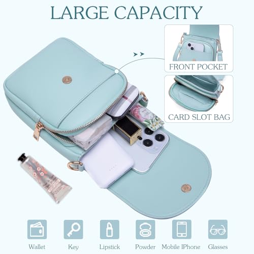 Image of Viverte Crossbody Purse for Teen Girls Small Initial Cell Phone Toddler Purse Leather Triple Compartment Crossbody Bags