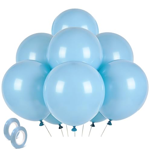Image of Pastel Blue Latex Party Balloons 30 Pack 18 inch Round Light Blue Balloons for Wedding Baby Shower Gender Reveal Birthday Party Decoration