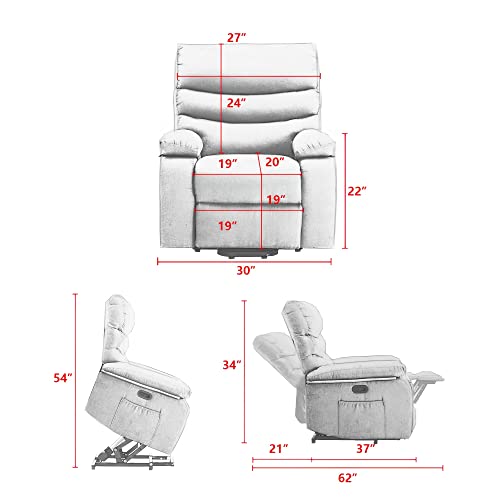 Higliocas Power Lift Recliner Chair For Living Room, Lift Chair With Heat And Massage For Elderly, Electric Recliner Chairs With Usb Port, Side Pockets, Remote Control, Velvet-A #TOP5