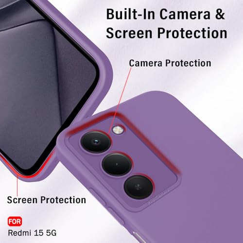 Image of TheGiftKart Liquid Silicon Back Cover Case for Mi Redmi 15 5G | Stylish Camera Protection Module | Micro-Fibre Lining Inside | Shockproof Back Cover Case for Redmi 15 5G (Silicone, Purple)