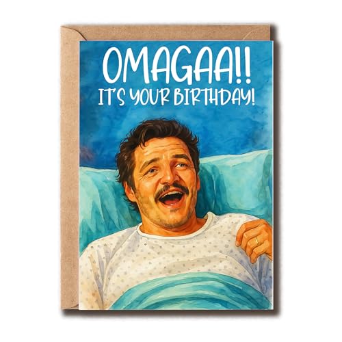 BPKDesigns Pedro Pascal Inspired Card - Omaga It's Your Birthday - Hilarious Birthday Greeting - Anniversary - Gift For Men - Father - Aunt - Him