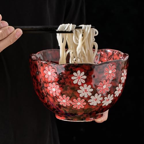 JIEMEI-HOME-Ceramic-Ramen-Bowl-Set-34-OZ-Noodle-Bowl-Set-Cereal-Bowls-for-Kitchen-Breakfast-Oatmeal-Microwave-and-Dishwasher-Safe-Soup-Bowl-Set-of-4-Special-Reactive-Glazed-Crimson JIEMEI HOME Ceramic Ramen Bowl Set 34 OZ Noodle Bowl Set Cereal Bowls for Kitchen Breakfast Oatmeal Microwave and Dishwasher Safe Soup Bowl Set of 4 Special Reactive Glazed Crimson
