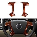 2PCS Car Trim Cover Wood Grain Decal Sticker fits for Chevrolet Silverado Tahoe Express Suburban Avalanche/GMC Savana Sierra Yukon/Buick Enclave/Hummer H2 / Cadillac Escalade Accessories
