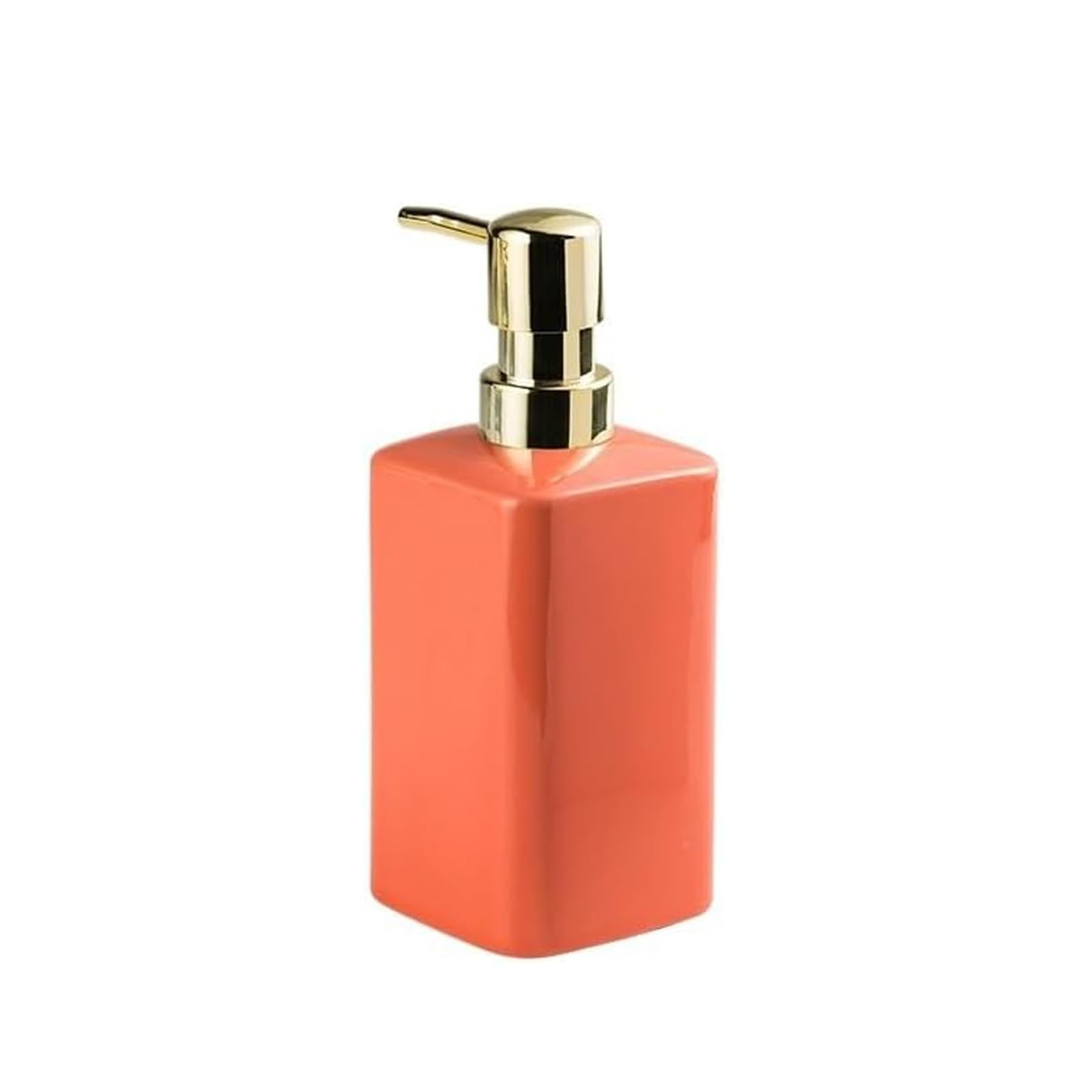 Kxaoxgrc Orange Glass Soap Lotion Dispenser Set, Hand Soap Dispenser Ceramic Gold Pump Square Lotion Bottle Multicolor Kitchen Bath(Orange)