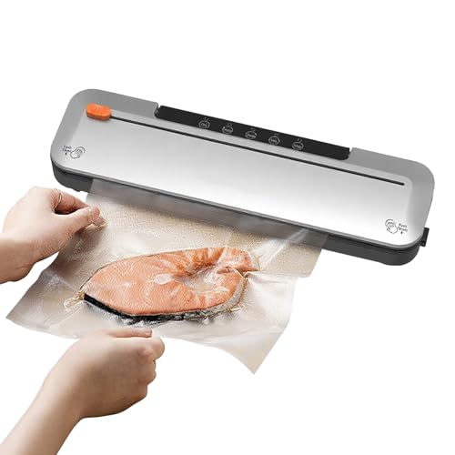 Selladora al Vacío Portátil para El Hogar, Máquina de Conservación de Alimentos, Incluye un Cortador Incorporado, Acampadas, Picnics y Cocinas Pequeñas(Silver)