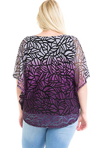 LEEBE Women and Plus Size Double-Layered Burnout Poncho Blouse Top (S-5X)4